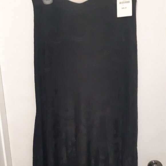 Slinky Black Jaquard Midi Skirt, elastic waist SiZE L - Picture 1 of 14